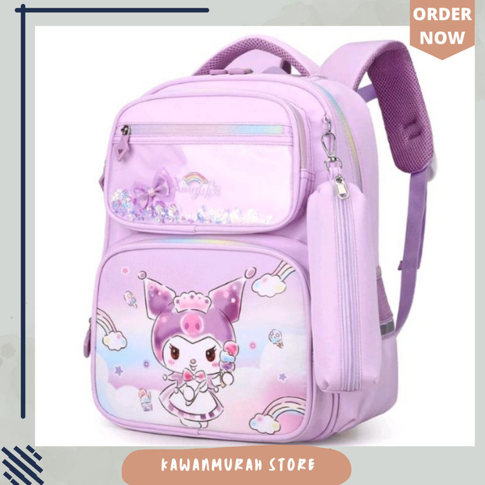 StokTerbatas Tas Ransel Soft Purple Kuromi Trendy / Tas Kuromi Anak Sekolah Lucu