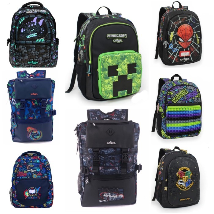 StokTerbatas Tas Smiggle Anak SD Ransel Sekolah Cat Unicorn Minecraft Ball Marvel