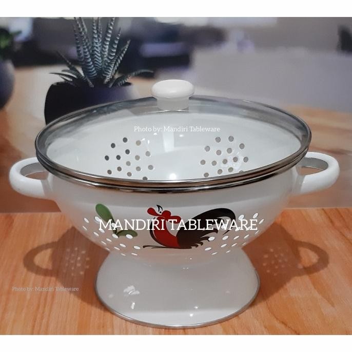 TEMPAT NASI / WAKUL JADUL / TUTUP KACA / MOTIF AYAM / GAGANG STAINLESS
