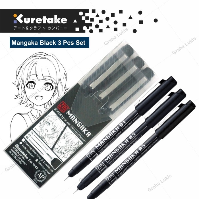 

JUAL KURETAKE ZIG MANGAKA SET 3 BLACK II (CNM/3VBK2) - DRAWING PEN