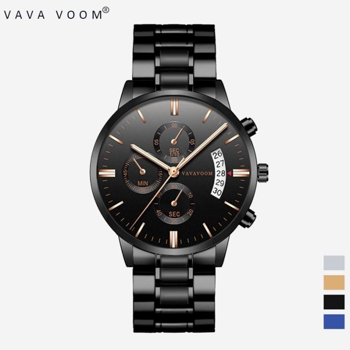VAVAVOOM 214 Jam Tangan Pria Business Stainless Steel Analog Quartz
