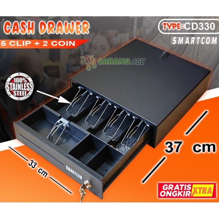 

CASH DRAWER SMARTCOM 37 X 33 Cm 5 Klip 3C RJ11 LACI UANG LACI KASIR