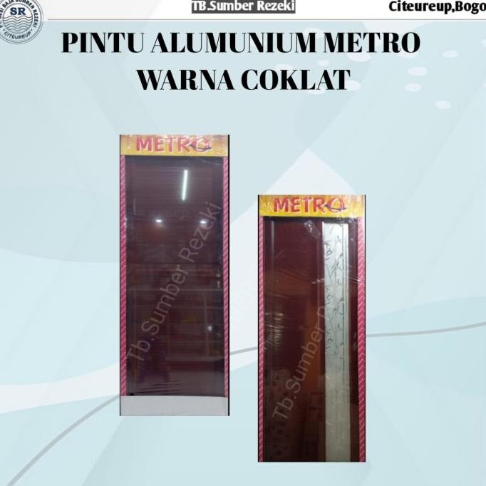 PINTU ALUMUNIUM KACA KAMAR MANDI DAN DAPUR METRO COKLAT ASLI
