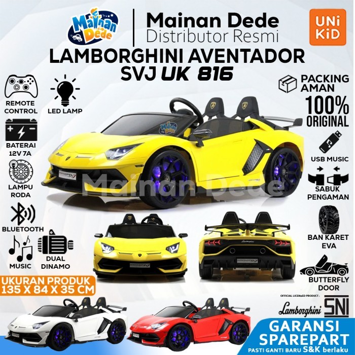 Mainan Mobil Aki Anak Lamborghini Aventador SVJ BanKaret Unikid UK 816