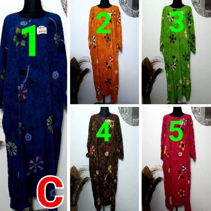 Grosir Daster Longdress Jumbo Kencana Ungu Label Hitam Lengan Panjang