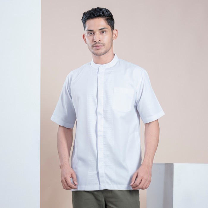 Murah Muslimadani Baju Koko Dewasa SALEEM Kemko Lengan Pendek Baju Putih Non COD