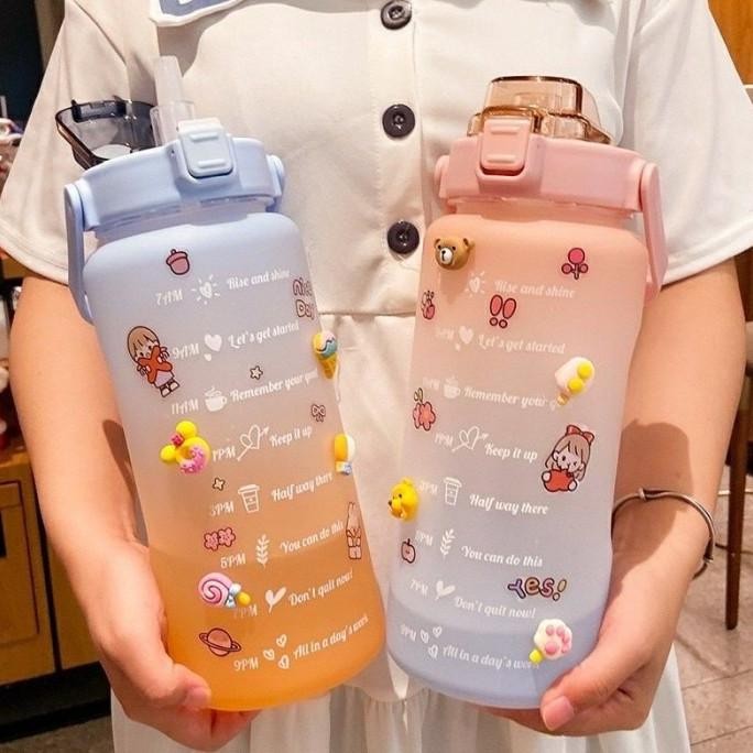 BOTOL VIRAL KOREA 2 LITER Minum Motivasi 2000ml 2L