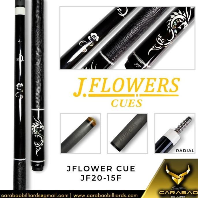 N Jflower Cue Jf20-15F (Dragon Grip Hitam)