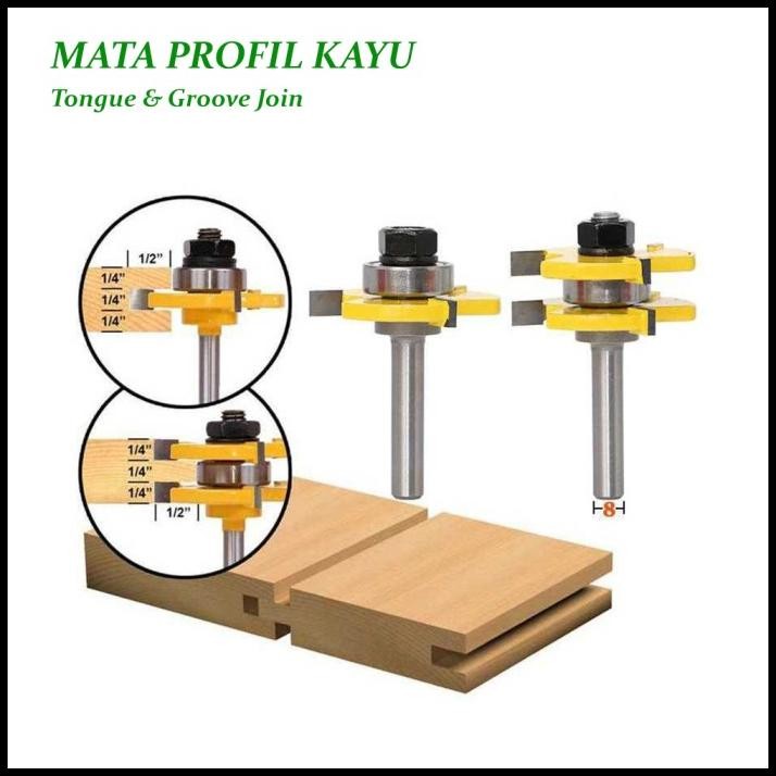 Mata Profil Kayu Router Bit Sambungan Kayu Tongue Groove Joint 8 mm