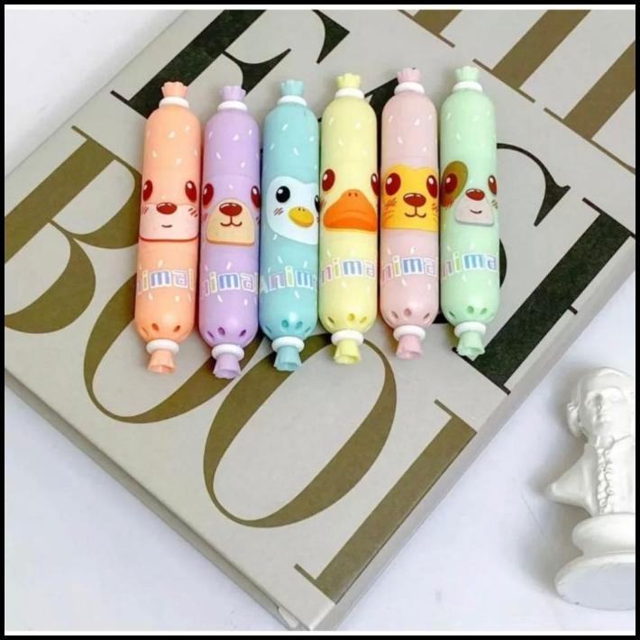 

JT88 - Stabilo 2 Sisi 6Pcs Bentuk Sosis Lucu Stabilo 2 arah