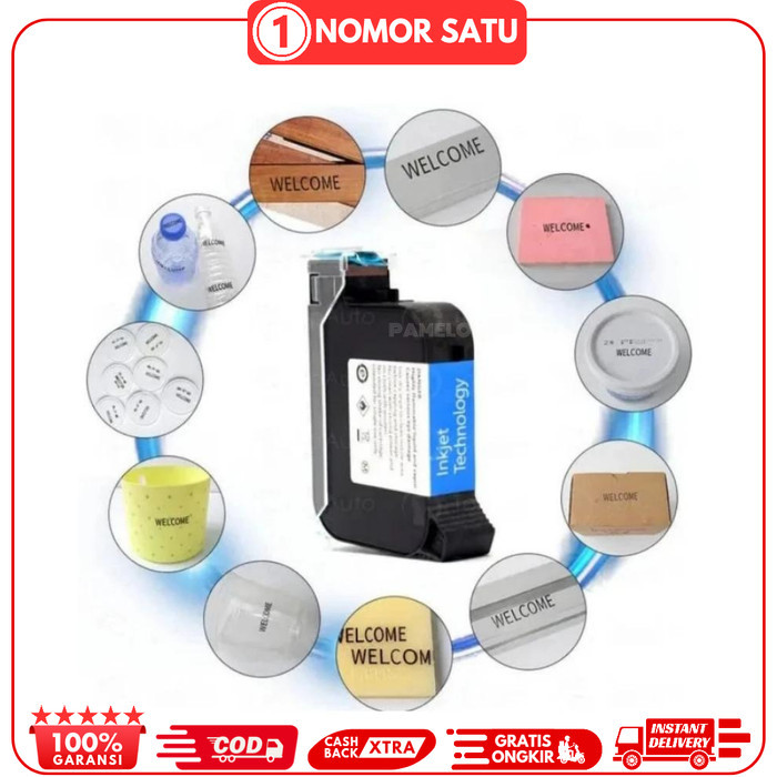 

Tinta Solvent Catridge Printer 42Ml Ink Jet Handheld Warna Hitam Putih
