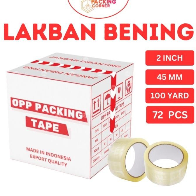 

1 DUS LAKBAN BENING 2 INCH 100 YARD 45MM 48MM GOJEK GRAB TERMURAH 1DUS ASLI