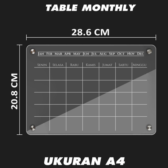 

JUAL Custom Planner Magnet Kulkas Akrilik - Template Monthly & Weekly - Magnet Kulkas