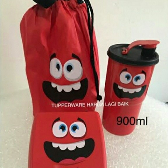 Smiley Lunch Set Tupperware (1), Wadah Bekal Lucu
