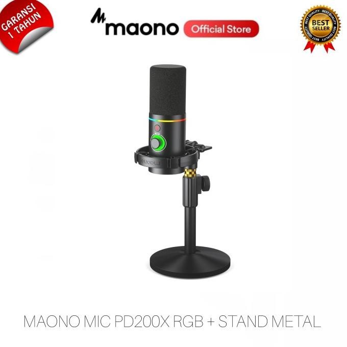 Murah Maono Pd200X Rgb Dynamic Microphone Usb / Xlr Dual Mode With Stand Meja Mikrofon Gaming Podcas