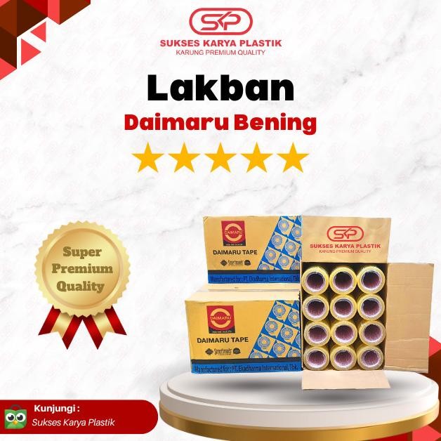 

LAKBAN 1 DUS MEREK DAIMARU WARNA BENING PANJANG TAPE 90 YARD ASLI