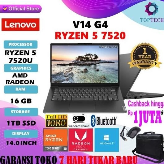 Laptop Lenovo V14 G4 Ryzen 5-7520U 8Gb 512Ssd R610M W11 14.0Fhd
