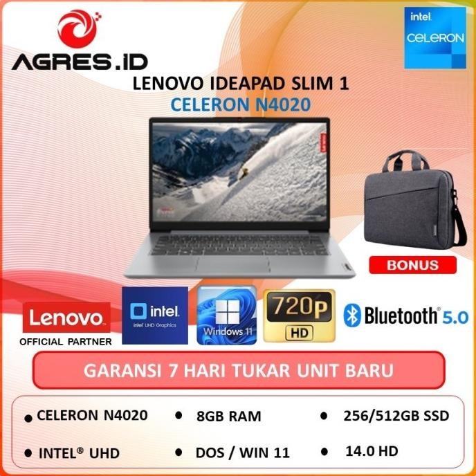 Lenovo Ideapad Slim 1 Intel N4020 Ram 8Gb 256Gb W11 14"