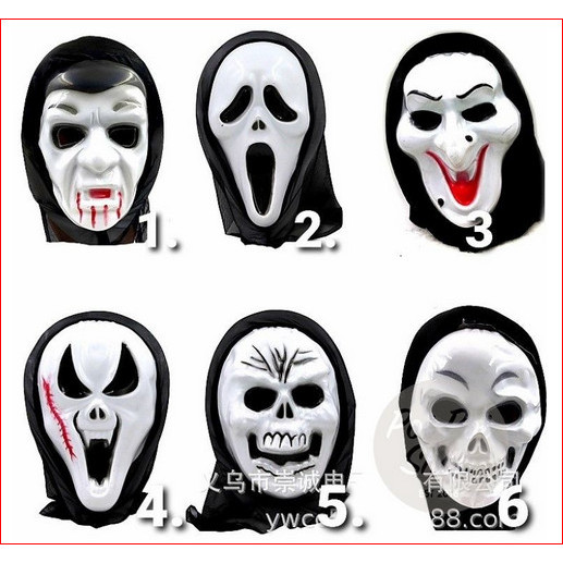 DISKON Topeng Hantu PVC Tengkorak Seram Serem Horor Cosplay Jin Halowen Anak