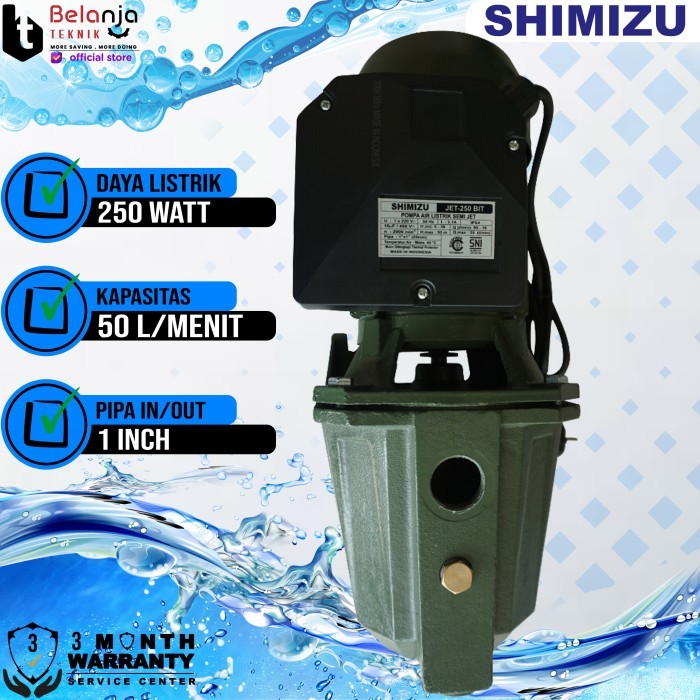 SHIMIZU JET 250 POMPA AIR SEMI JET PUMP DAYA HISAP 11 MTR