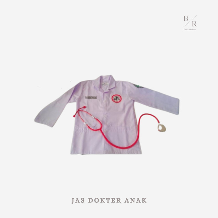 Terbaru - Jas Dokter Anak Putih + Stetoskop /Baju Dokter Anak/Baju Profesi Anak