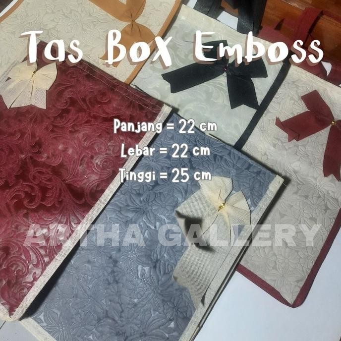 

1 Bal (60 Pcs) Tas Box Emboss Kombinasi 22x22cm Tinggi 25cm / Tas Hajatan / Tas Spunbond / Goodie Bag / Tas Ramah Lingkungan