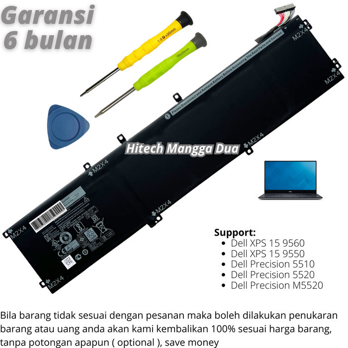 Baterai Laptop DELL 6GTPY XPS15 9550 Original