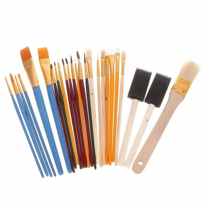 

Kuas Lukis Cat Air Akrilik Set 25 pcs Oil Paint Brush