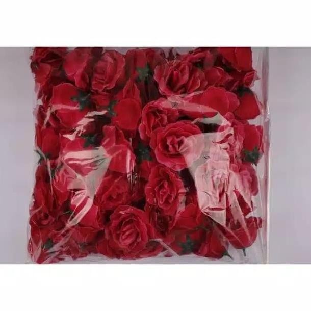 Rose Tanpa Tangkai Isi 100 Pcs . Bunga Mawar Mak Artificial. Kepala Ma