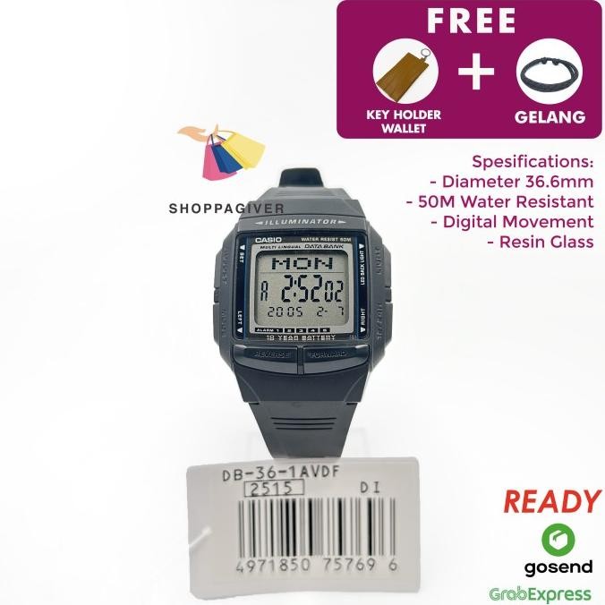 Jam Tangan Casio Databank Db-36-1A / Db-36-1Avdf Digital Bergaransi