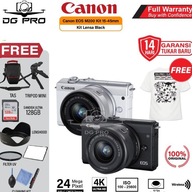 Canon Eos M200 Kit 15-45Mm Wifi - Kamera Canon Mirrorless Original