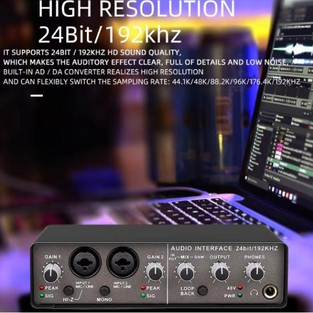 Q24 SoundCard Audio Interface Recording Preamp USB Music & Alat Gitar Elektrik Piano dsb sound card