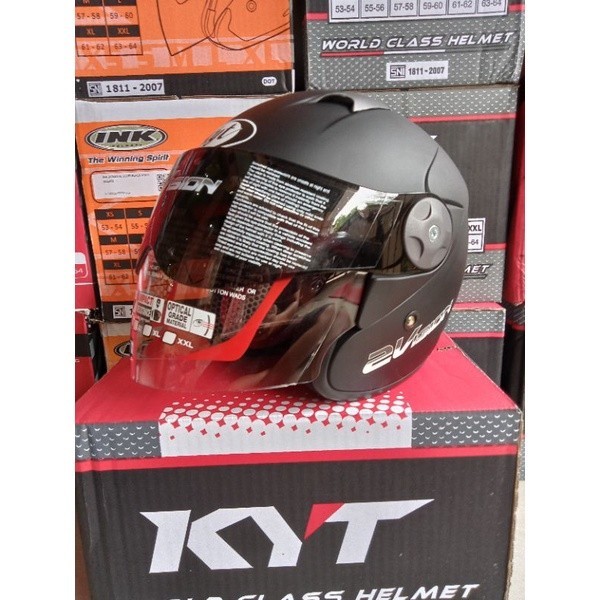 Helm Half Face Helm Kyt 2 Vision Solid Hitam Doff