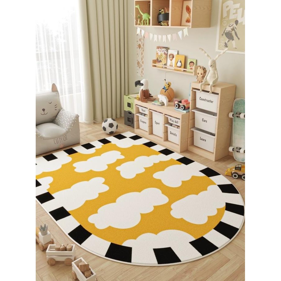 Karpet Kamar Tidur Anak Bayi Bulat Anti Slip Playmat Bayi Alas Tikar