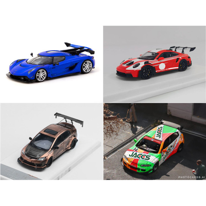 LMLF 1/64 Porsche 992 GT3 RS Red - T64G-TL052-BL Tarmac Works 1/64 Koenigsegg Jesko Attack Blue - Fu