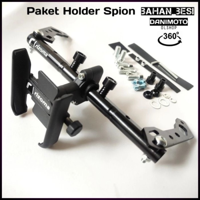 Holder Hp Motor Paket Lengkap + Stabilizer Dudukan Spion Motor