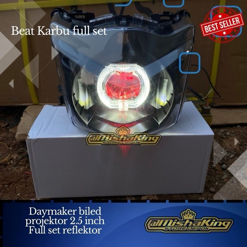 Lampu depan bilet billed biled led beat karbu full set tinggal pasang