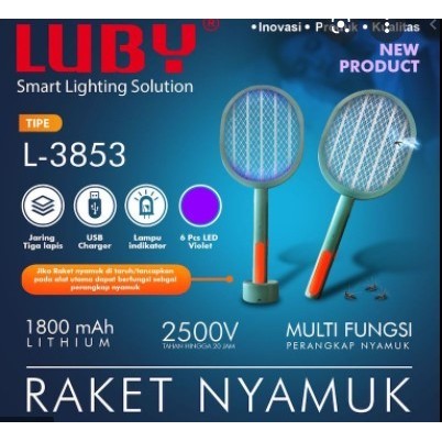 Raket Nyamuk Luby 3853/ L-3853/ Raket Nyamuk Usb Charger Multi Fungsi