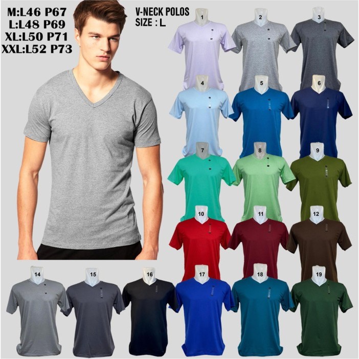 Potongan Harga Kaos Polos Pria /Kaos Polos V Neck /Kaos Polos Pria V Neck Klf69