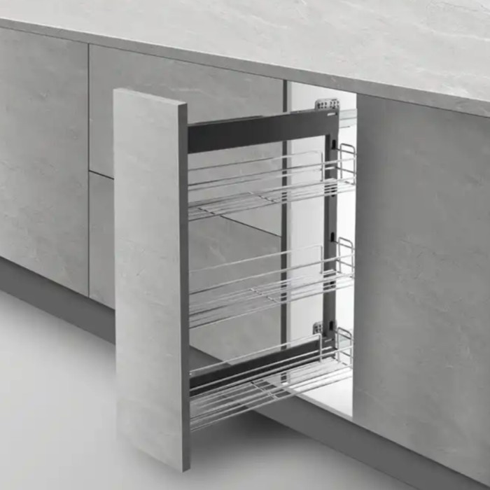 

NEW PULL OUT BASKET 20 CM RAK BOTOL BUMBU KITCHEN REL TANDEM SAMPING