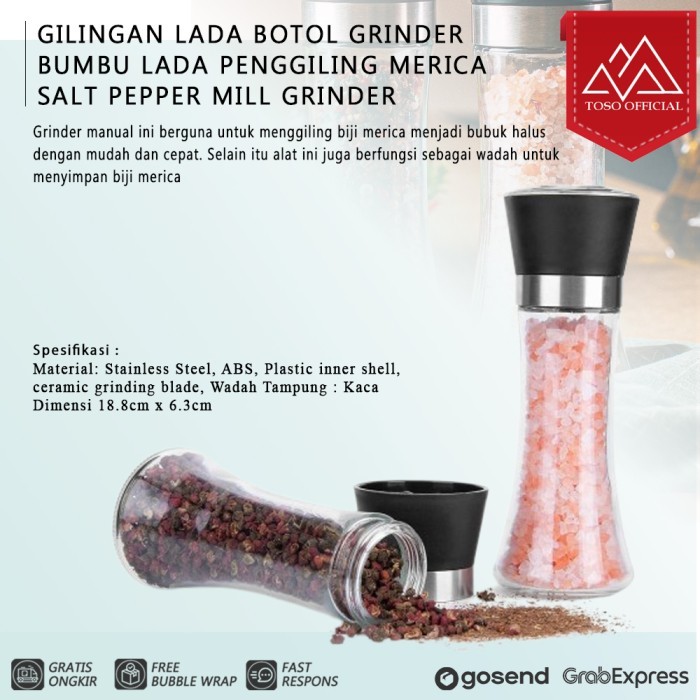 

STOK TERBATAS Gilingan Lada Botol Grinder Bumbu Penggiling Merica Salt Pepper Mill