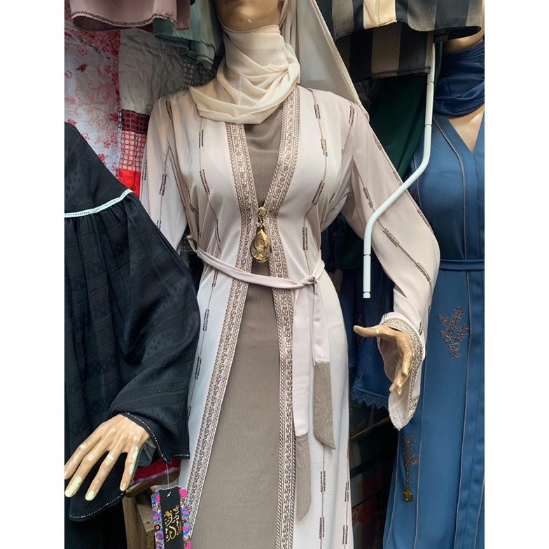 HJK [DI KIRIM TGL 25AN FEBRUARI] ABAYA ARAB INNER +  OUTER LIST GOLD MEWAH // ABAYA LEBARAN VIRAL //