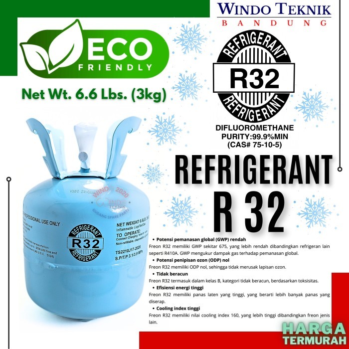 FREON REFRIGANT AC R 32 TABUNG ISI 3KG PREON AC R32 TABUNG 3 KG ORIG