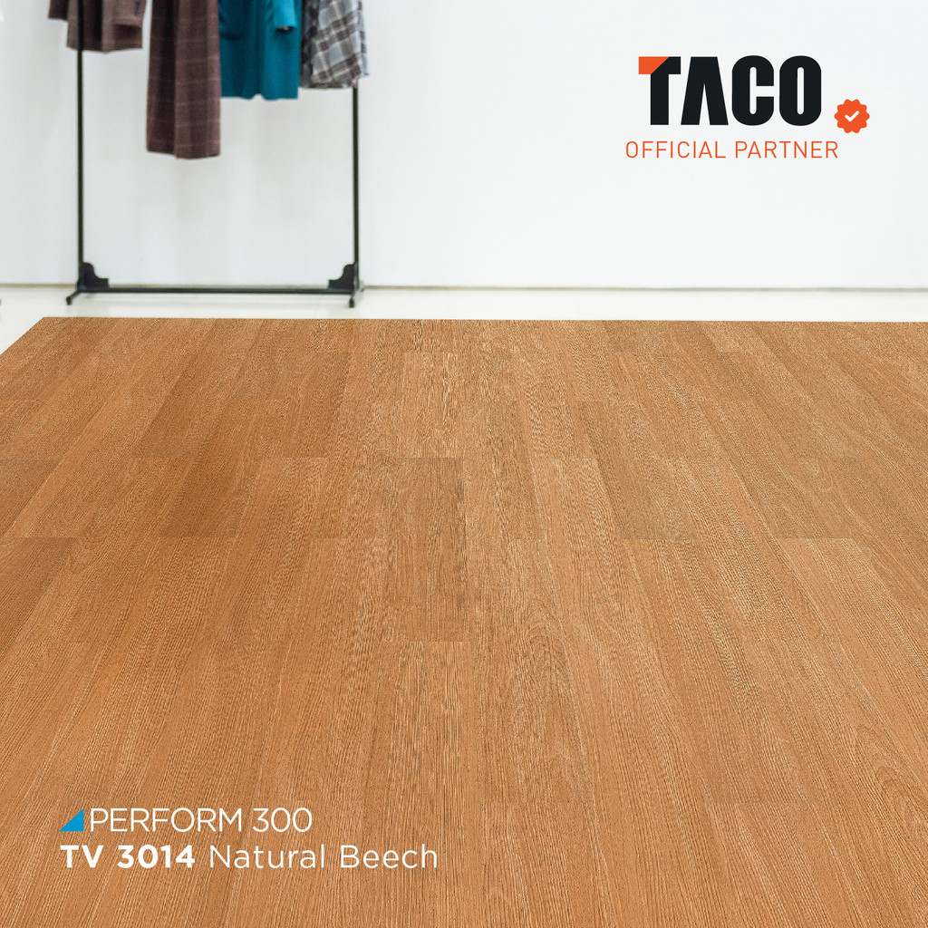 TACO Lantai Vinyl 3mm Motif Kayu per 1 box (Isi 24 lembar / 3,34 m²) - TV 3014 Natural Beech