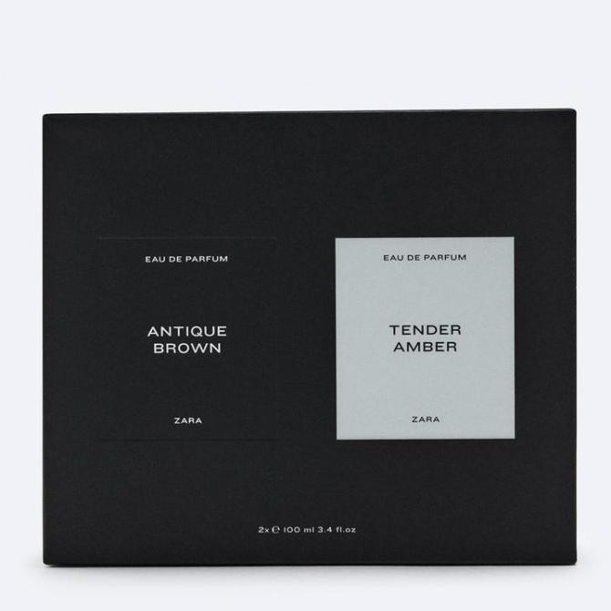 TERBARU PARFUM ZARA PAKET ISI 2 BOTOL : TENDER AMBER + ANTIQUE BROWN EDP 2X100 ML ORIGINAL MAN PERFU