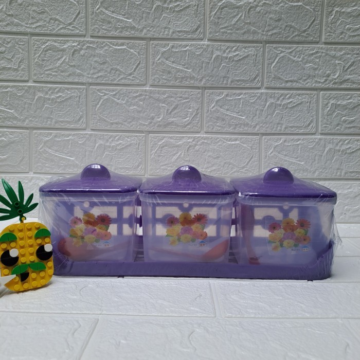 BIG SALE Tempat Bumbu Kotak Isi 3/ Wadah Bumbu Gula Garam /Wadah Bumbu Kotak/Wadah Bumbu Set