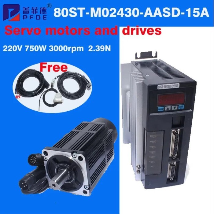 80ST-M02430 AC SERVO MOTOR KIT AASD-15A DRIVER 2.39N 750W 3000RPM