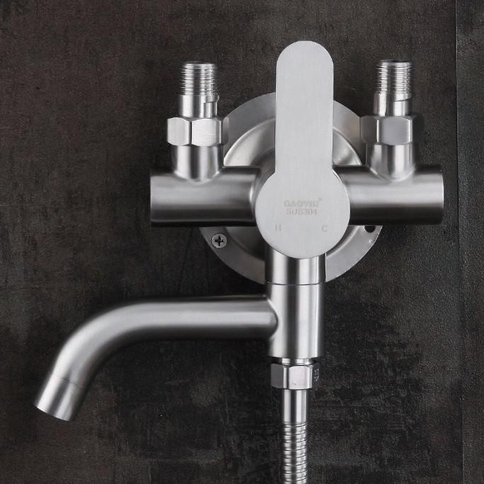 KRAN MIXER INSTALASI LUAR PANAS DINGIN STAINLESS 304 TEBAL - KERAN AIR TANPA BOBOK BATHTUB SHOWER MA