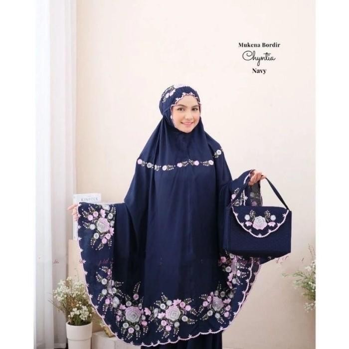 Mukena Dewasa Rayon Bordir Manual Timbul Mewah Chyntia lembut premium