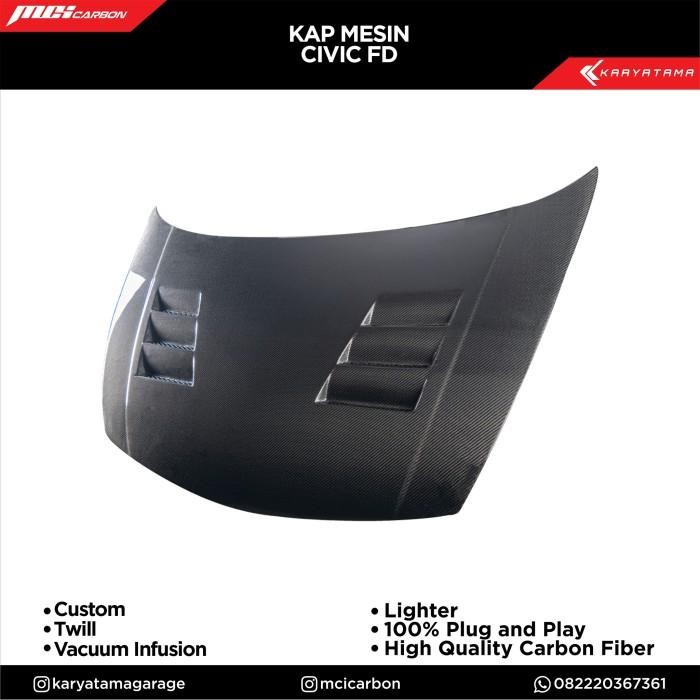 Kap Mesin Carbon Civic FD Custom 7 | MCI Carbon by Karyatama Premium
